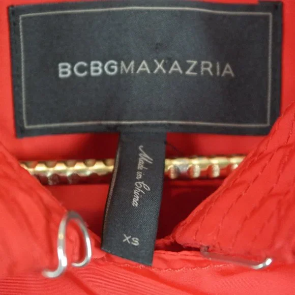 BCBGMAXAZRIA Size XS Poppy Red Short Trench Coat with Skirted Detail - Picture 6 of 12